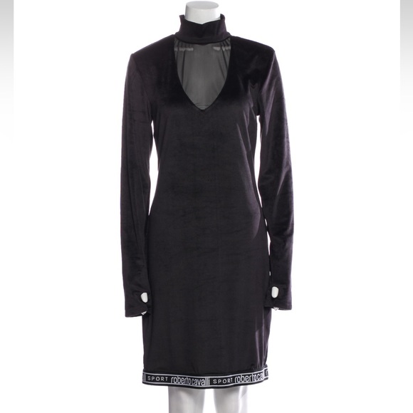 ROBERTO CAVALLII SPORT. New with tags logo dress black mesh, XL - Picture 1 of 8